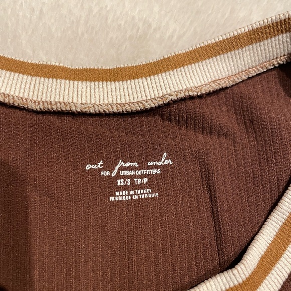 Brown Ribbed Crop Top - Picture 3 of 7